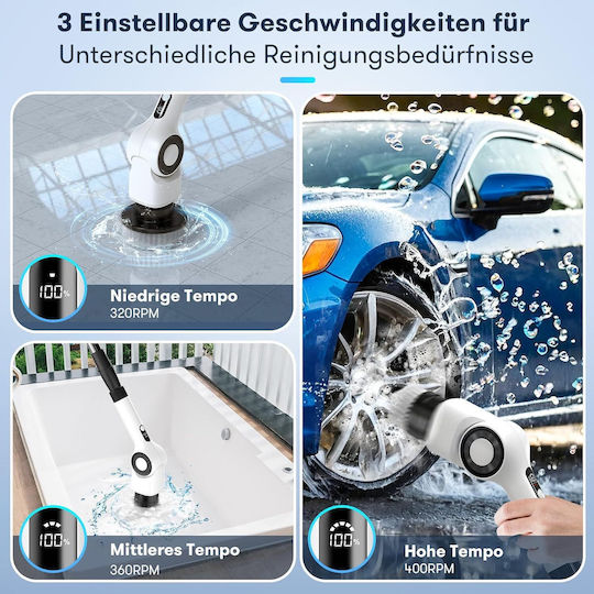 Electric Cleaning Brush Cordless 7 Replaceable Heads White
