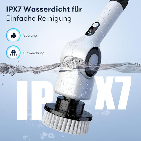 Electric Cleaning Brush Cordless 7 Replaceable Heads White