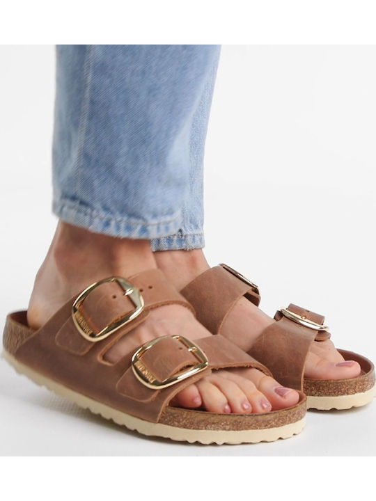 Arizona Big Buckle Oiled Leather Women's Sandals Brown Regular Fit
