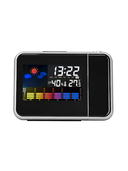 Avizar Digital Alarm Clock Time Projection Temperature Humidity Sensors Black