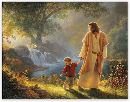 Painting Jesus Holding My Hand Decorative Framed Religious 40x60 Cm