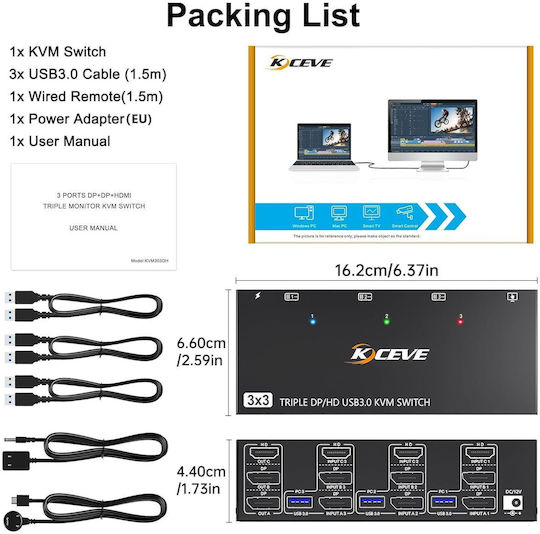 B0FBWWMB5X Comutator KVM și de Date cu HDMI / DisplayPort / USB 3.0