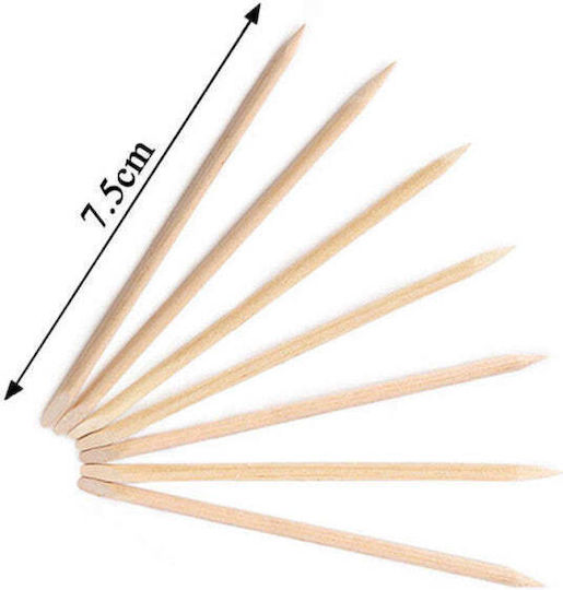 Set 10 Natural Orange Wood Sticks Pushing Cuticles – Double-ended Durable Ideal Nail Art