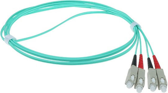 Act OM3 SC SC Duplex 50/125μm UPC Optical Fiber Cable 2m Light Blue