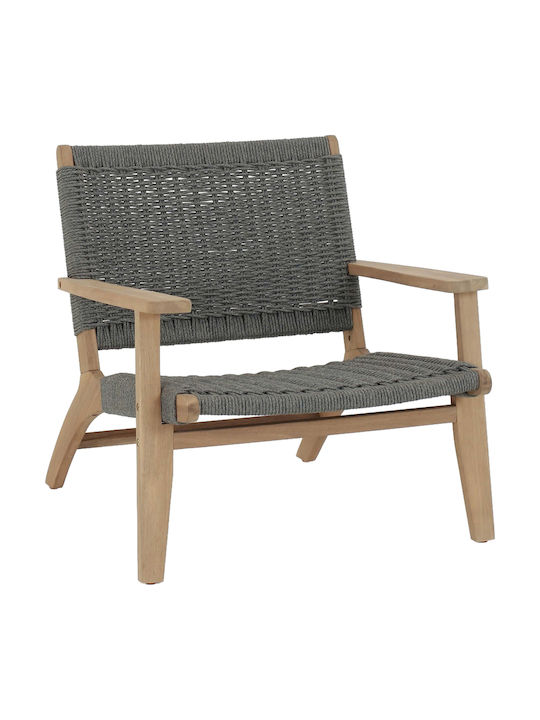 Πολυθρόνα Εξωτερικού Χώρου Ξύλινη Lounge Γκρι 78x62x67εκ.