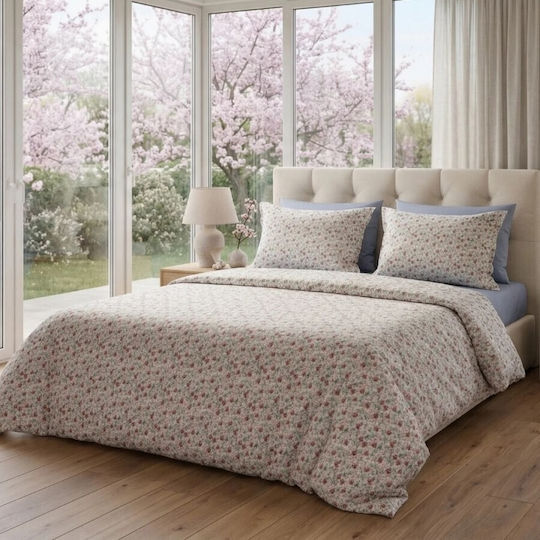Pucioasa Σετ Παπλωματοθήκη Βαμβακοσατέν 200x230cm Διπλή με 2 Μαξιλαροθήκες & 1 Σεντόνι Red/blue
