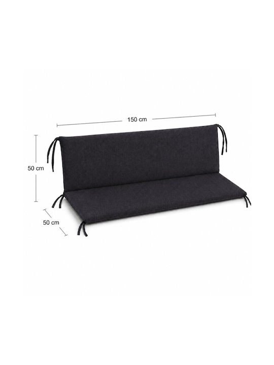 Pucioasa Garden Swing Cushion with Backrest Black 50x150cm