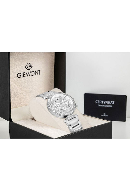 Giewont Womens Chronograph Battery Watch With Silver Metal Bracelet