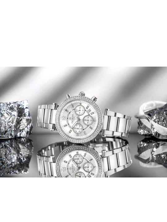 Giewont Womens Chronograph Battery Watch With Silver Metal Bracelet