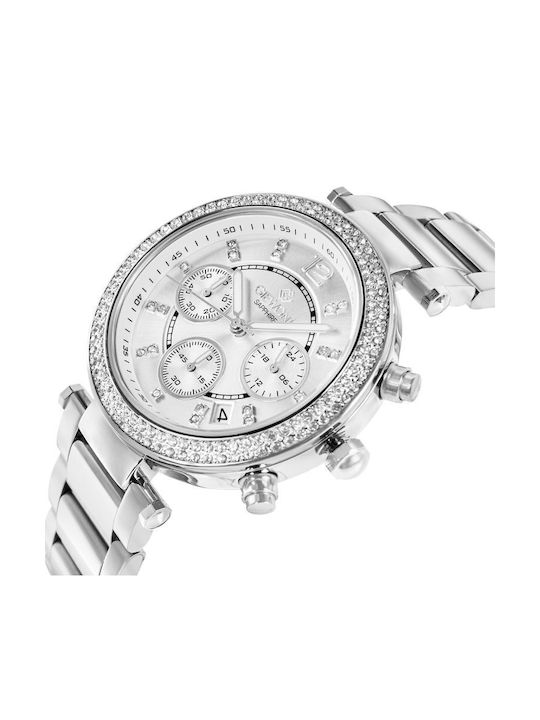 Giewont Womens Chronograph Battery Watch With Silver Metal Bracelet