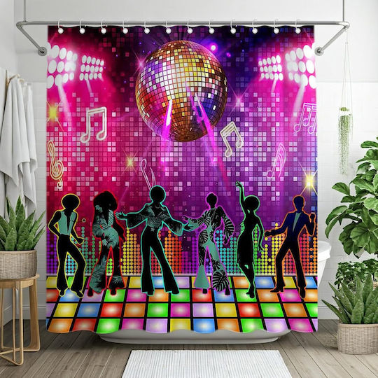 Retro Disco Waterproof Κουρτίνα Υφασμάτινη 180x180cm Multicolor B0F5VVLXBY