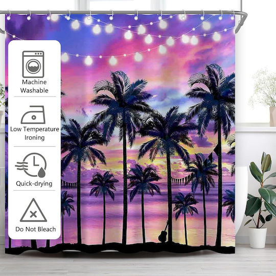 Waterproof Κουρτίνα Μπάνιου Υφασμάτινη 180x180cm Pink