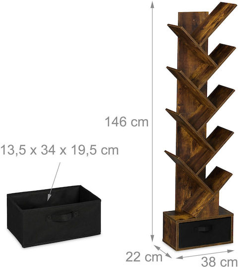 Wandregal Braun/Schwarz 38x22x146cm