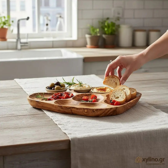 Кръгла Дървена Купа За Сервиране С Диаметър 37см pl033