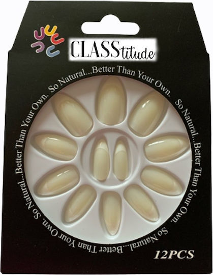 Set 12 Self-adhesive Press-on French Matte White False Nails