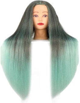 Praktischer Kopf Friseur Dunkelbraun-Türkis Haar 60cm