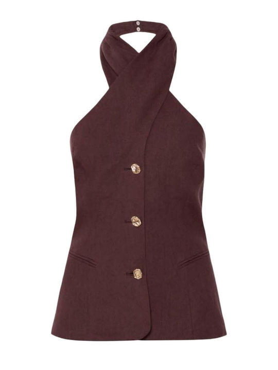 Bluza Damă Fără Mâneci Maro