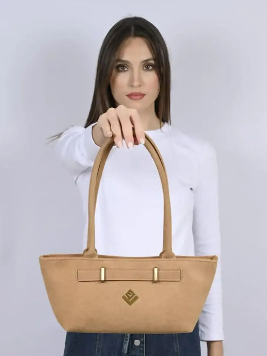 Fabric Women's Shoulder Bag Beige
