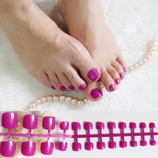 Set 24 Magenta Toe Nail Tips