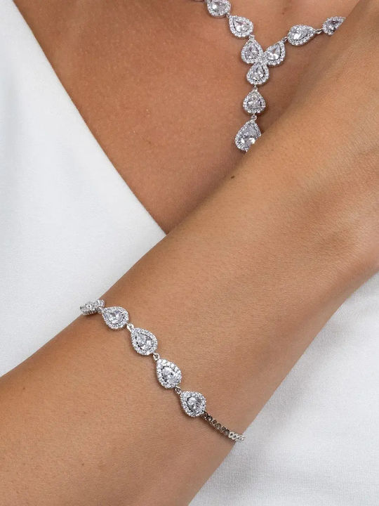 Schmuckset mit Halskette Ohrringe Ring & Armbänder aus Silber mit Steinen