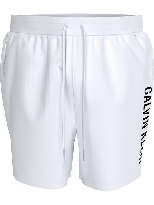 Medium Drawstring Men's Swimwear Shorts White With Patterns