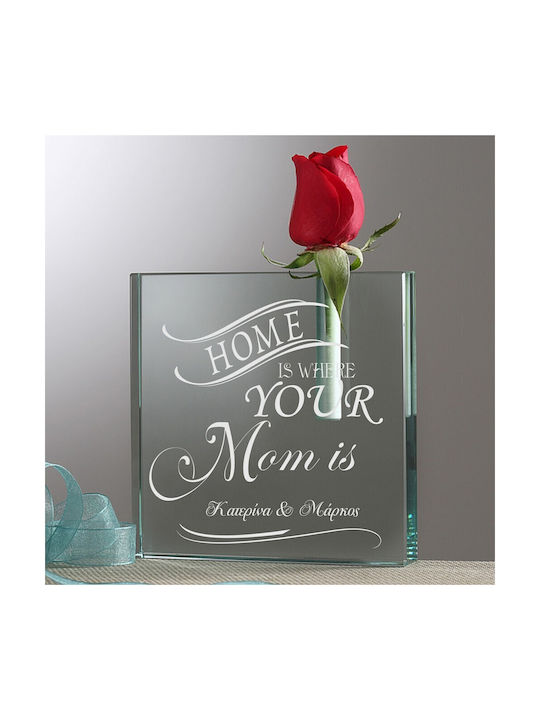 Diodoro Diodoro Dekorative Glasvase Home Is Where Mom Is Rosa (Personalisiert)