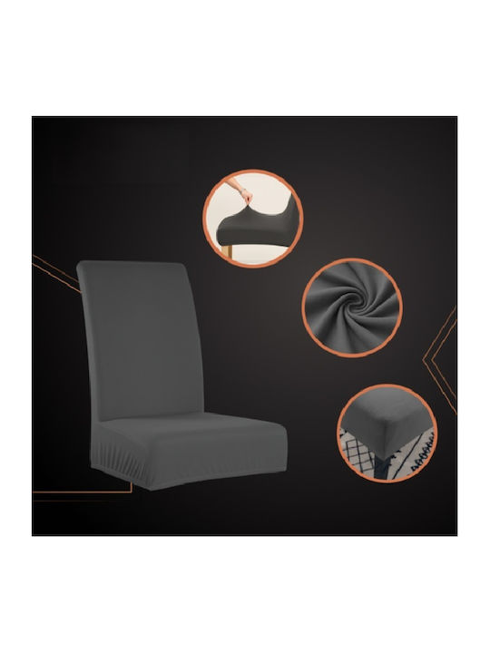 Husă Elastică Scaun Gri Închis 65x40cm 6 Bucăți