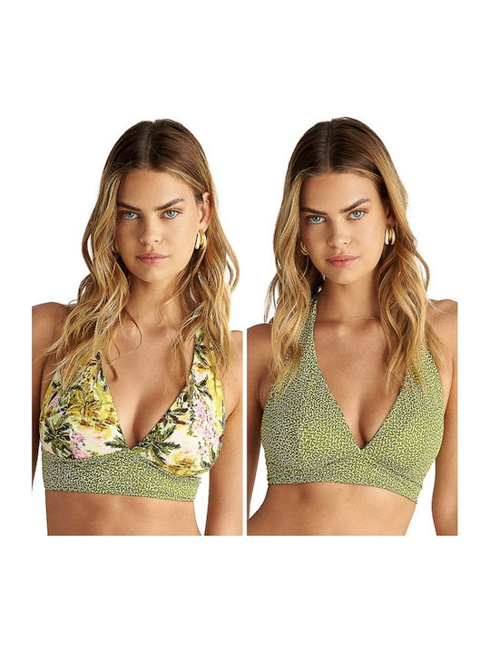Bikini Τριγωνάκι D Cup με Ενίσχυση Floral Πράσινο