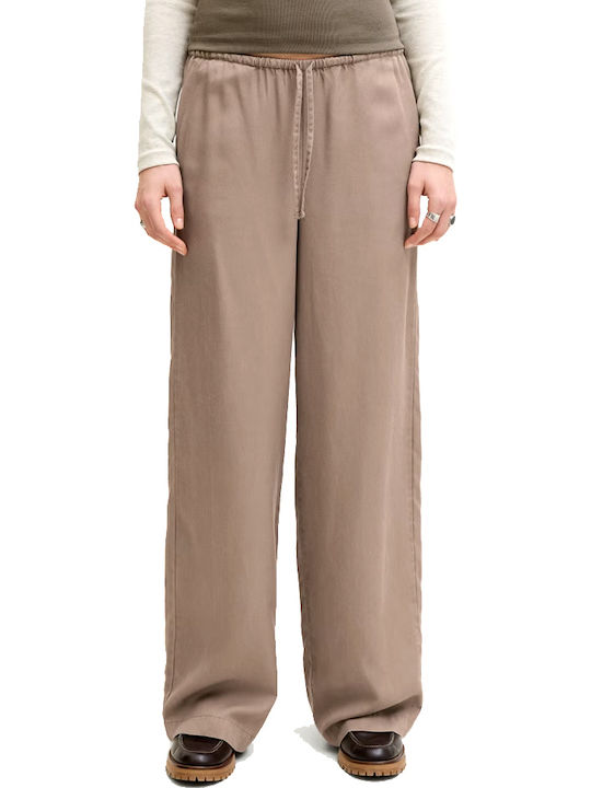 Women's Fabric Trousers with Rubber Band in Loose Fit Puros