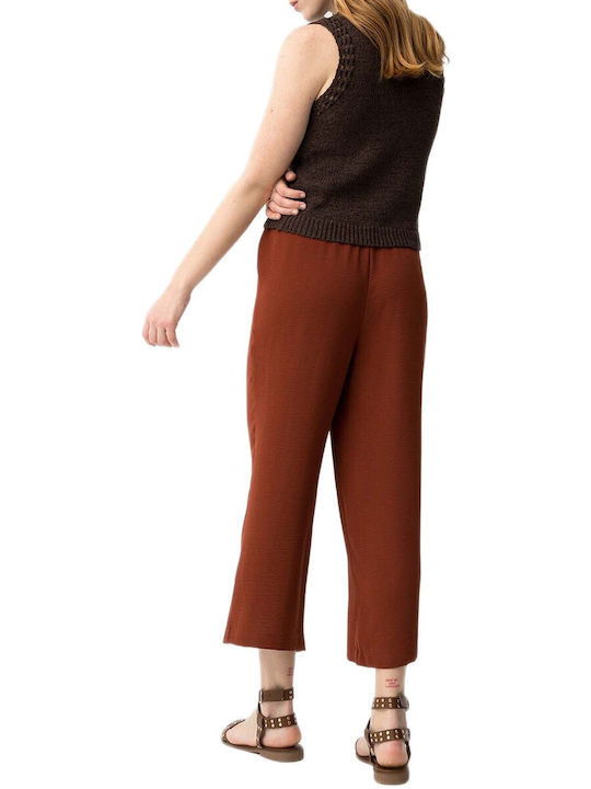 Women's Fabric Trousers in Relaxed Fit Brick Red