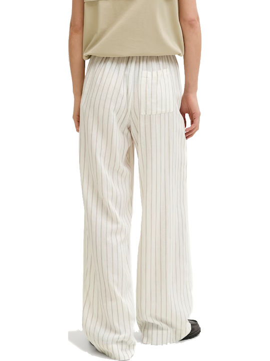 Jack & Jones Women's High Rise Fabric Trousers Off White