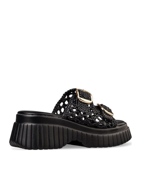 Flache Sandalen Für Damen Flatforms Schwarz
