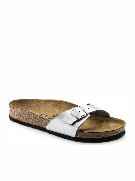 Madrid Women's Flat Sandals Anatomic in Silver Color Narrow Fit