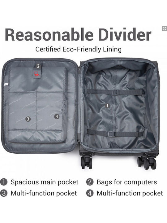 Miss Lulu British Traveller Μεγάλη Βαλίτσα Ταξιδίου Grey με 4 Ρόδες Ύψους 75εκ.