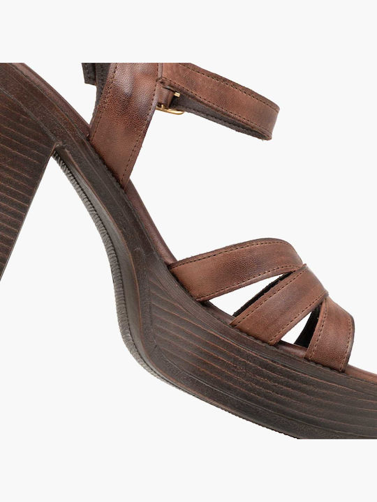Damen Sandalen Braun Leder