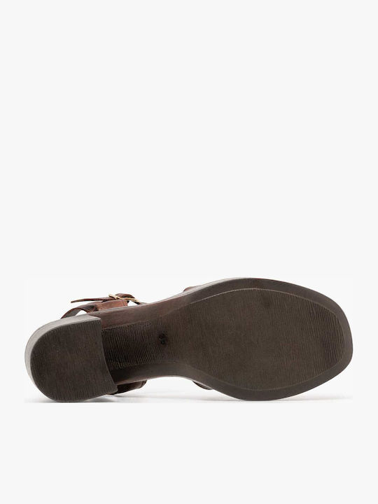 Damen Sandalen Braun Leder