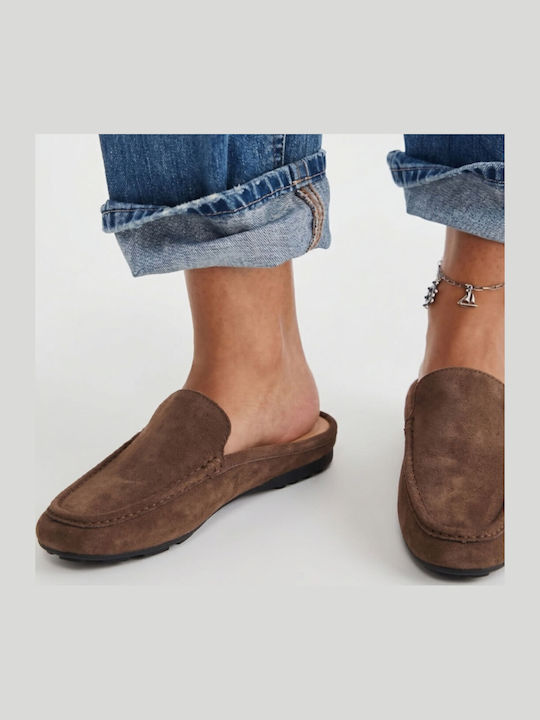 Mules With Heel In Brown Colour