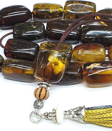 Roloi Komboloi Worry Beads with 17 Amber Beads Length 36cm Multicolour