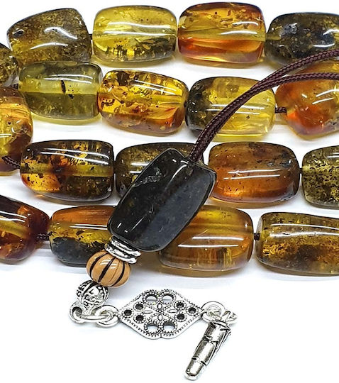 Roloi Komboloi Worry Beads with 19 Amber Beads Length 33cm Multicolour