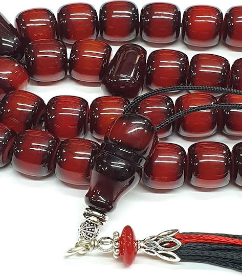 Roloi Komboloi Worry Beads with 33 Beads Made of Mastic Length 38cm Red
