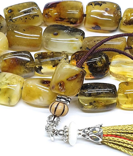 Roloi Komboloi Worry Beads with 21 Amber Beads Length 37cm Multicolour