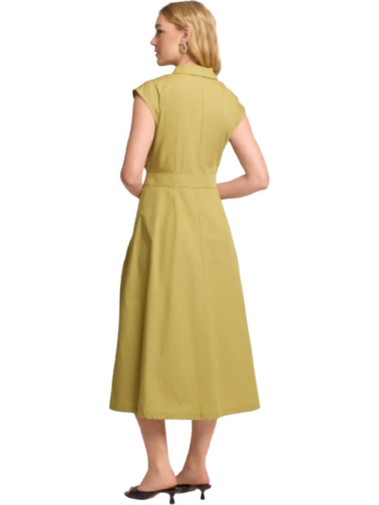 Καλοκαιρινό Midi Σεμιζιέ Φόρεμα Light Green