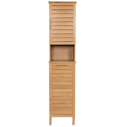 Eurocasa Bathroom Column Cabinet MDF Laundry Basket 1 External Shelf 2 Internal Shelves 38x36x173cm Brown 9748