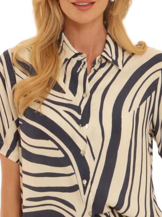 Pomodoro Short Sleeve Women's Shirt Blue