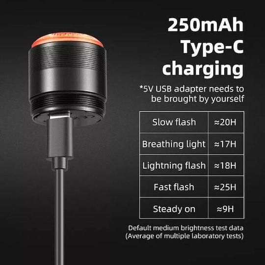 Rockbros RB.LIGHT030 Επαναφορτιζόμενο Οπίσθιο Φως Ποδηλάτου