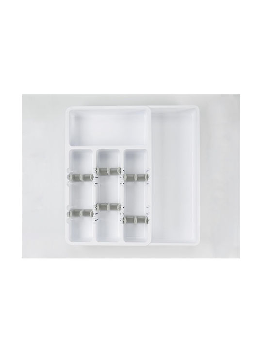 Tăvi Pentru Tacâmuri De Sertar Din Plastic 24x41x38cm Albă