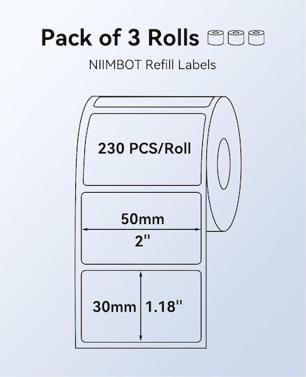 230 Selbstklebende Etikettenrollen für Etikettendrucker 50x30mm