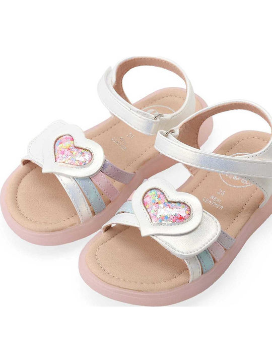 Kids' Anatomic Sandals with Hoop & Loop Closure and Lights White