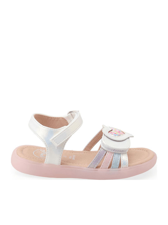 Kids' Anatomic Sandals with Hoop & Loop Closure and Lights White