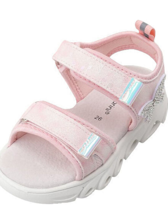 Kids' Anatomic Sandals with Hoop & Loop Closure and Lights Pink